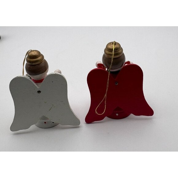 Wooden Angel Musicians Christmas Tree Ornaments Vintage Guitar Lyre Players - Picture 2 of 9